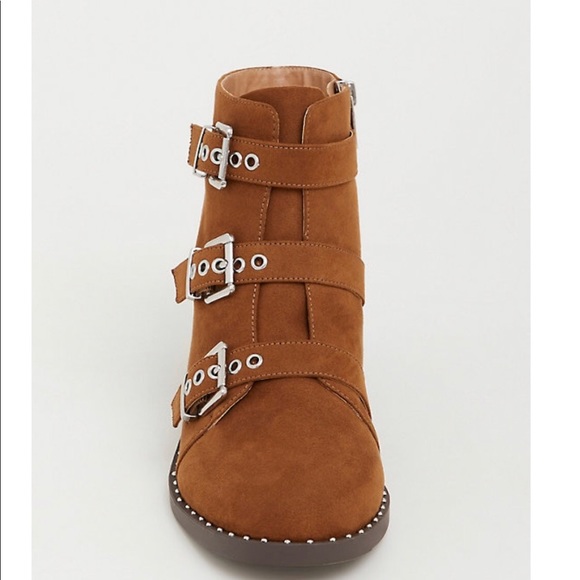 BROWN BUCKLE & STUD BOOTIE WIDE WIDTH - Picture 3 of 3